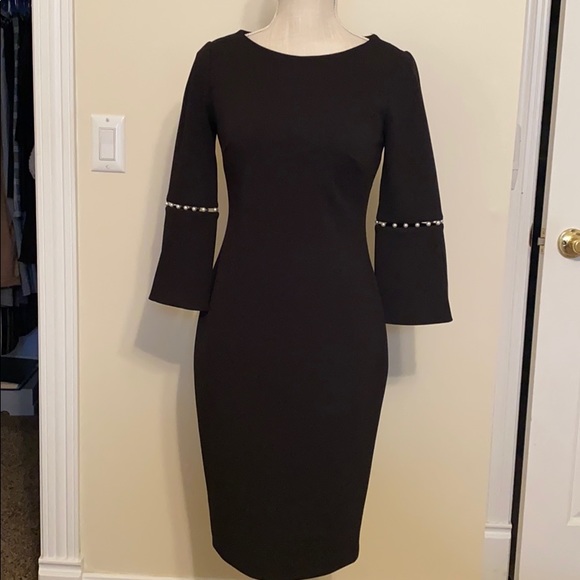 calvin klein dress with pearl sleeves